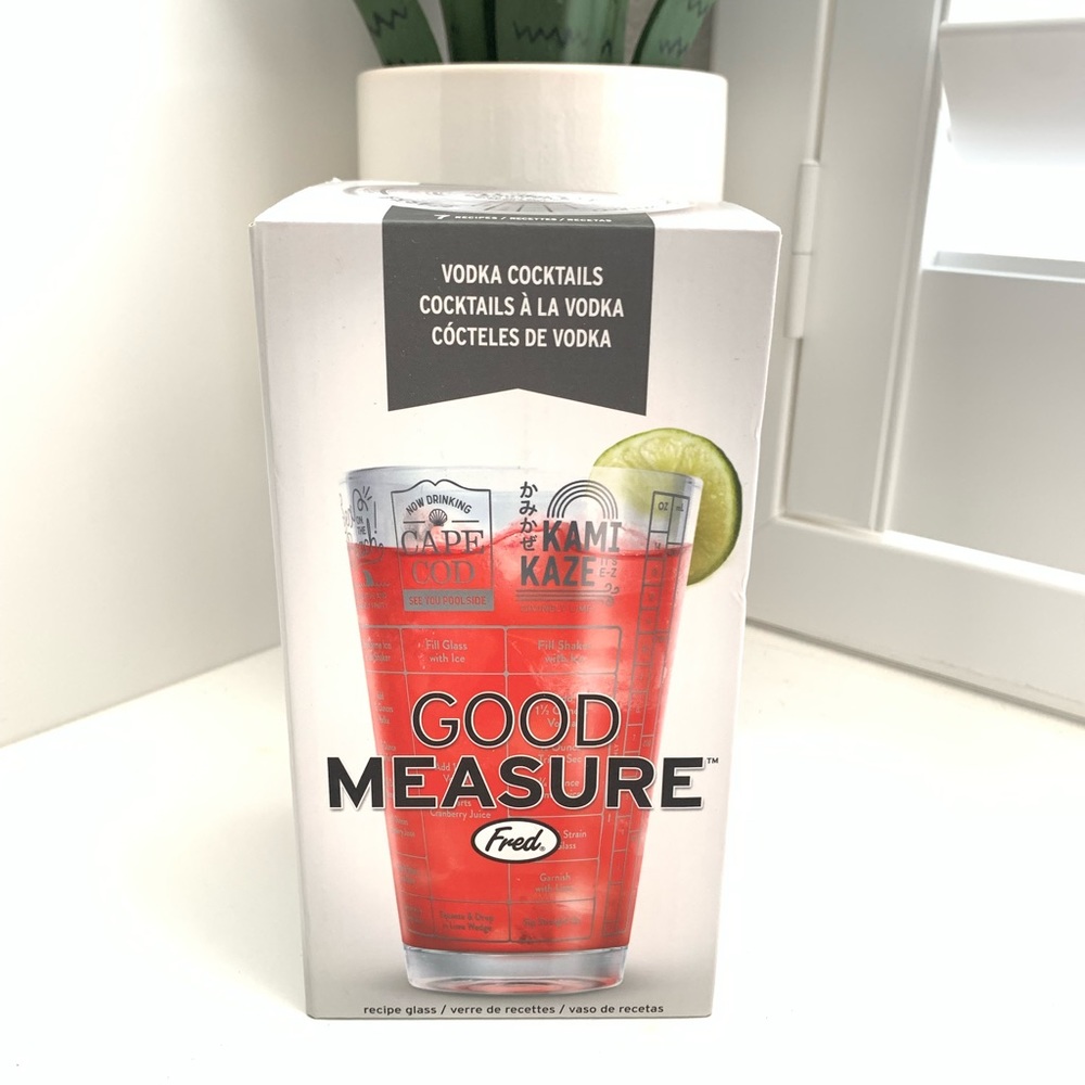 NIB Genuine Fred Good Measure Vodka Cocktail Recipe Glass - Hangover